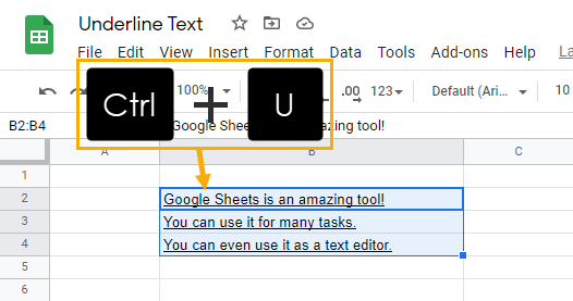 remove an underline in excel