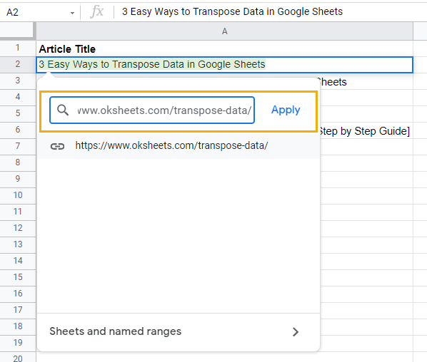 How To Paste Link In Google Sheets